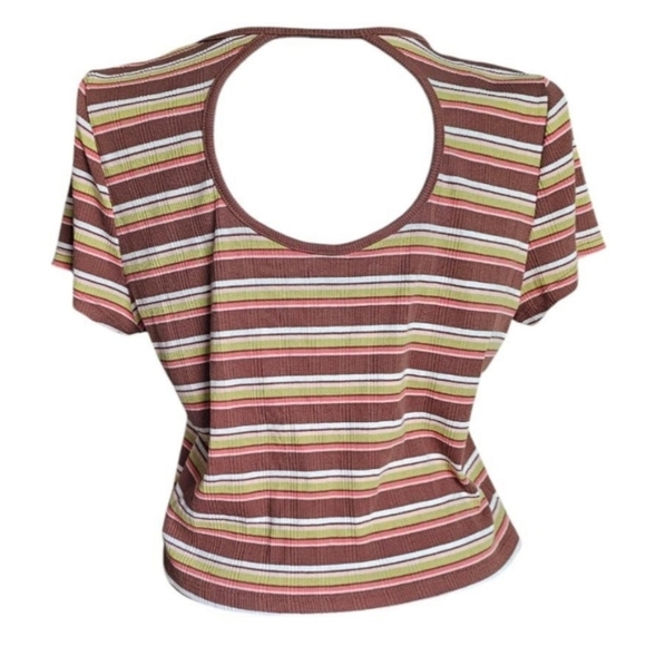 SO Orange and Pink Crop Top Fitted T-Shirt - Picture 2 of 6